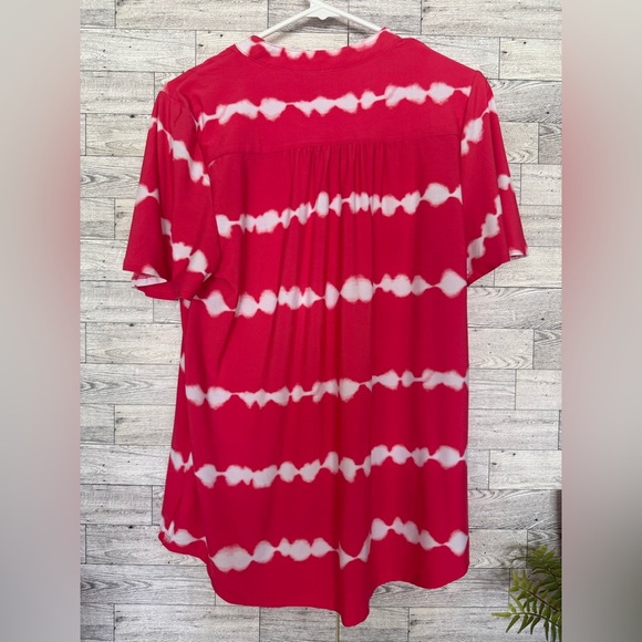 Kim Rogers bright pink and white tie-dye style blouse-size small - Picture 2 of 5